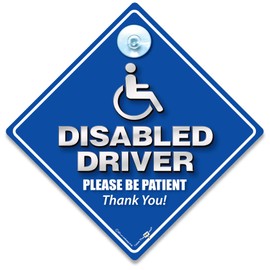 Iwantthatsign.com Autoschild für Behinderte, Innenfenster mit Saugnapf, Blau, 14 cm