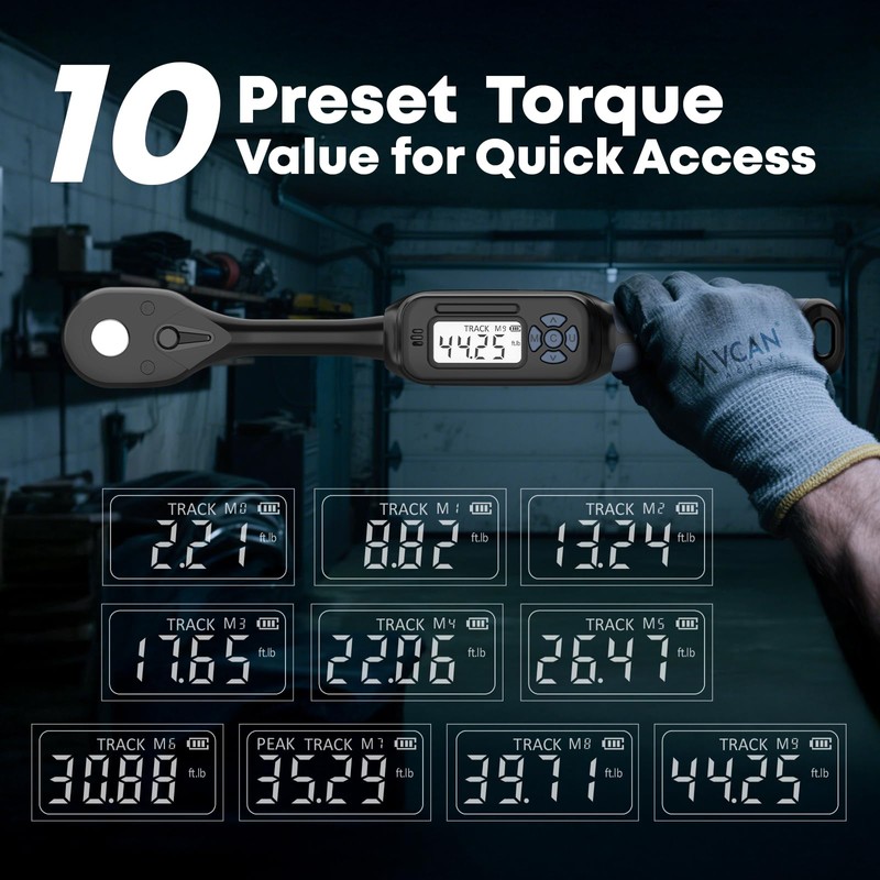 3/8 Torque Wrench Digital (2.21-44.25 Ft. Lb) ±2 % Accuracy