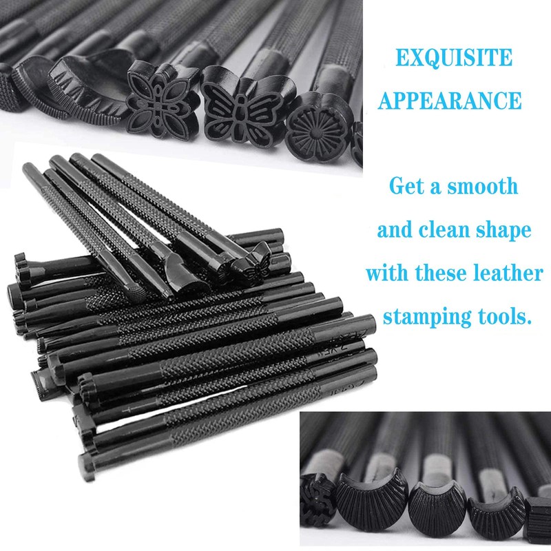 yuentoen 20 Pieces Leather Punching Tool Set, Leather Embossing Stamp,