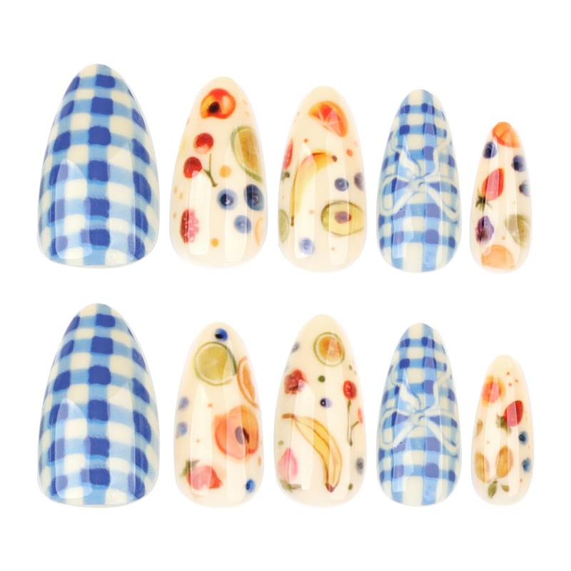 Cute Nails Summer Fruit Press on Nails Medium Almond Fake