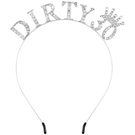 Atoden 30th Birthday Decorations for Her Dirty 30 Birthday Headband Silver Princess Tiara Queen Crown 30th Birthday Gifts for Her Party Happy Birthday Accessories for Women Girls