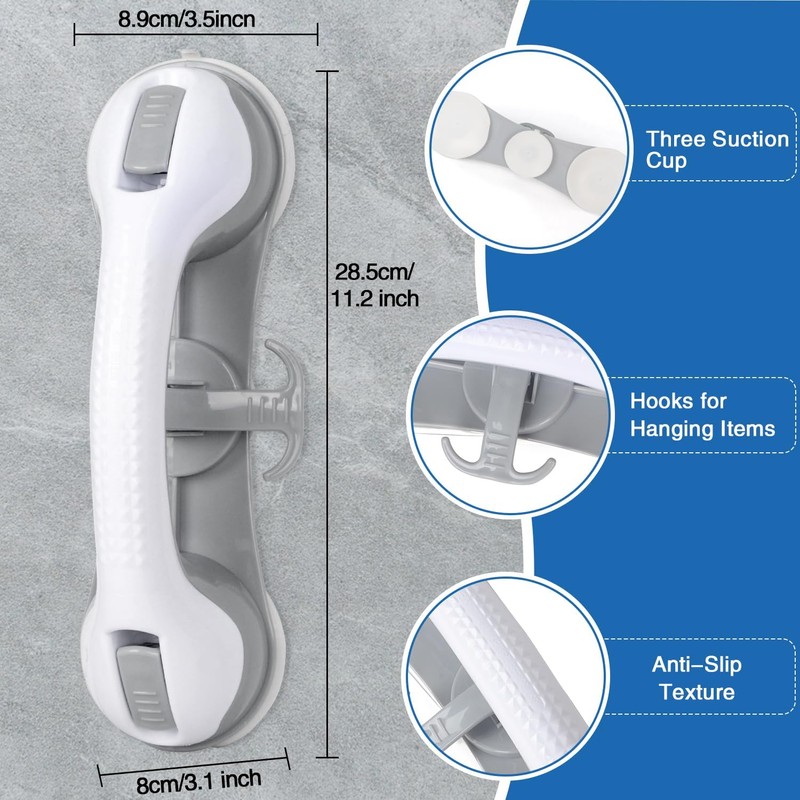 2 Pack Grab Bars for Bathtubs and Showers with 3
