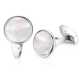 3 pairs Honey Bear Round Crystal Cufflinks Set - Rectangle Stainless Steel For Men's Shirt Wedding Business Gift, Silver (without box)