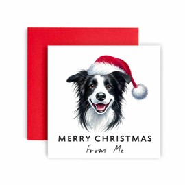 Huxters Christmas Card from the Dog – Border Collie - Merry Christmas to Dog Mum and Dog Dad – Christmas Card from the Dog to Friends Family First Christmas (Border Collie)