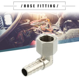 Motoforti Universal Car 90 Degree Brass Fitting Hose Adapter, Hose Fitting, 8mm 5/16" Barb to Female G1/4" BSP BSPT, Durable, Brass, Silver Tone