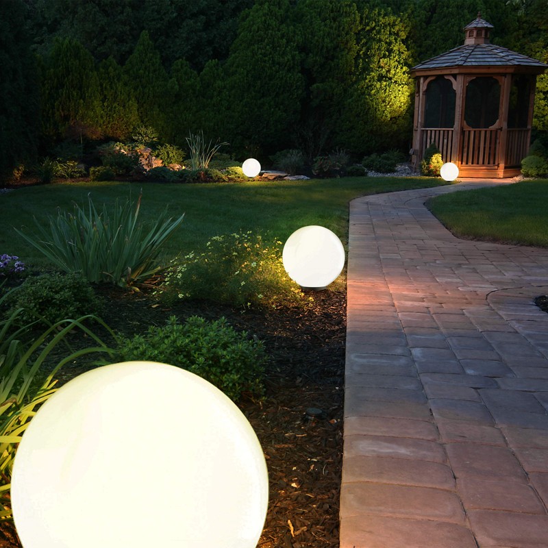 Outdoor Globe Light, White Garden Lamp, Splash-proof, Garden Light With