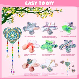 Girls Gifts 8-12 Years Old, Toys for 5-6-7-8-9-10 Year Old Girls Boys Kids Crafts for Kids 6-8 Diamond Painting Suncatcher Girls Toys Age 6-11 Wind Chimes Presents Outdoor Garden Window Home Decor
