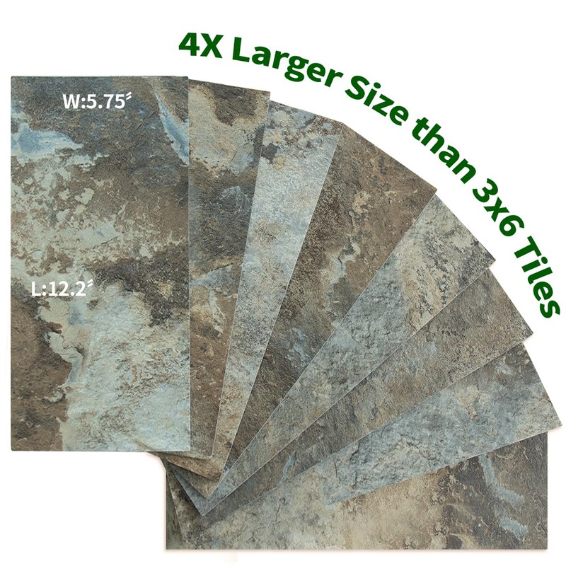AULIGET 20-Piece Beige & Brown Slate Peel and Stick Backsplash