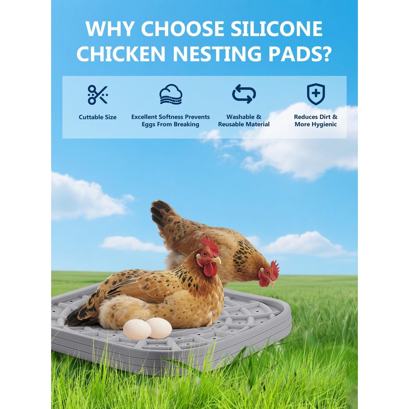 Kalolary Washable Nesting Pads for Chicken Coop, 3 PCS Nesting