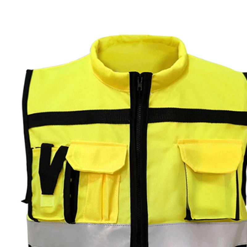 Reflective Safety Vest High Visibility Zipper Front Soft Collar Security