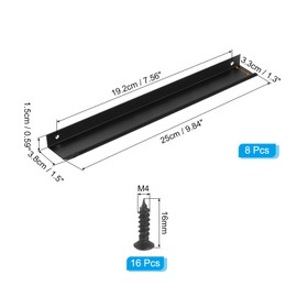 PATIKIL Mount Finger Edge Pull, 8 Pack 250mm/9.84" Aluminum Alloy Concealed Handle Cabinet Edge Pulls with Screws for Home Kitchen Furniture Door Drawer, Black