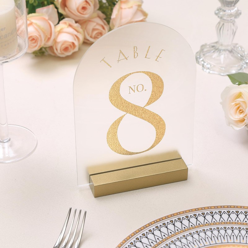 UNIQOOO 20 Pack 4" Gold Birch Wood Stands for Wedding