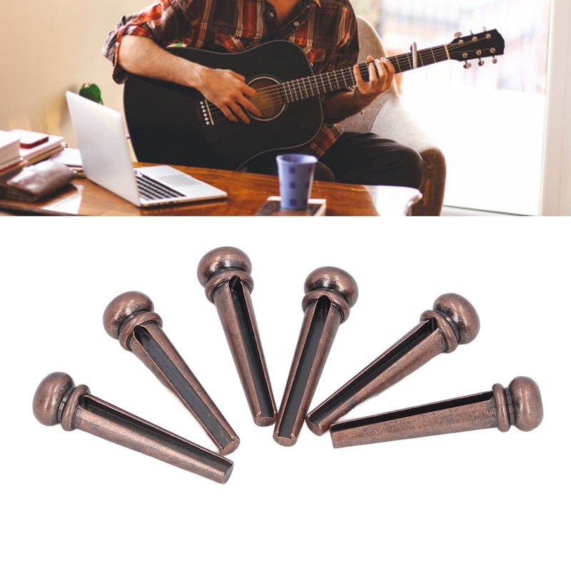 6PCS Guitar Bridge Pin Copper Acoustic Guitar Bridge Pins Peg