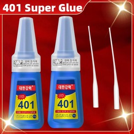 Super Glue 401,  Instant Adhesive, Multipack Cyanoacrylate Strong Clear Glue for Shoe Sole Repair, Ceramic Plastic Metal Wood Pottery Leather Glass Rubber, Strong Bonding:_2 PCS