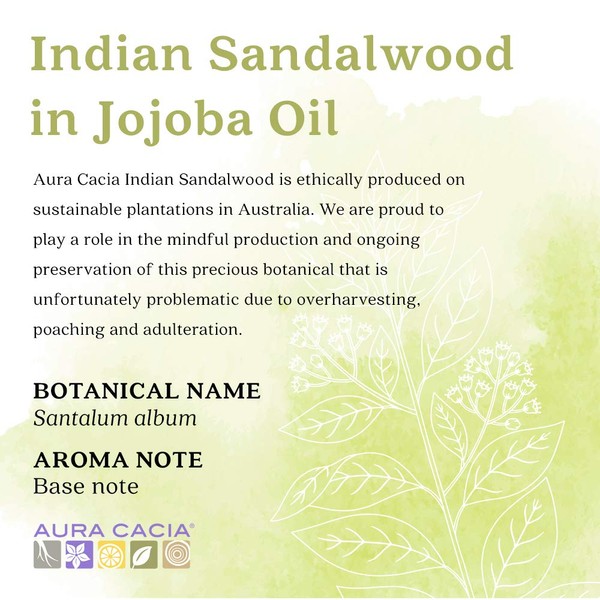 Aura Cacia Indian Sandalwood Essential Oil in Jojoba Oil | GC/MS Tested for Purity | 15ml (0.5 fl. oz.)