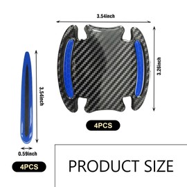 GRANDI 8 PCS Door Handle Protection Stickers, Carbon Fiber Door Bowl Anti-Scratch Film, Exterior Reflective Handle Waterproof Film, Universal for Most Cars, Trucks, SUVs (Blue)