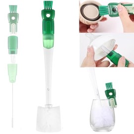2 Piezas 5 en 1 Cepillo para Biberones con Mango Largo, Cepillos de Limpieza con 2 Piezas de Esponja, Cepillo para Biberones para Biberones de Cuello 