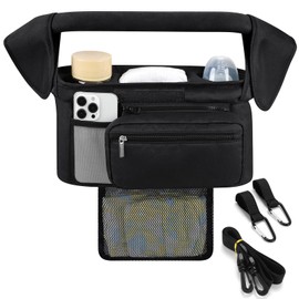 Accmor Universal Stroller Organizer with Insulated Cup Holder Detachable Phone Bag and Shoulder Strap,Stroller Bag Caddy Organizer Fits for Uppababy, Baby Jogger, Britax Strollers