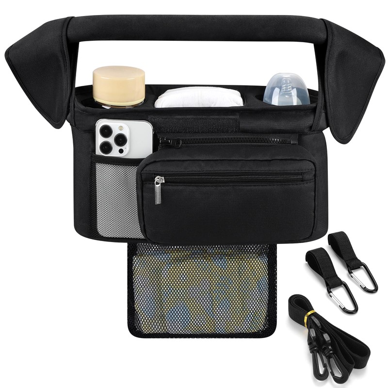 Accmor Universal Stroller Organizer with Insulated Cup Holder Detachable Phone