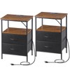 Segawe 2 PCS Brown Nightstand with Drawer Bedside Table with