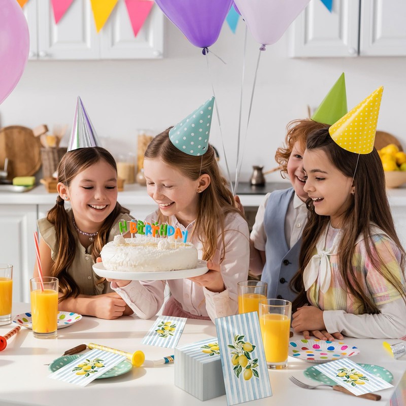 AnyDesign 50Pcs Lemon Paper Guest Napkins Yellow Citrus Fruit Disposable