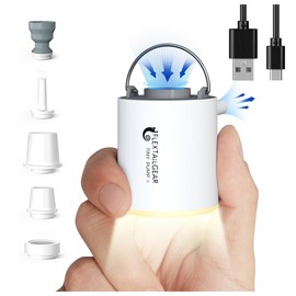 FLEXTAILGEAR FLEXTAILGEAR Tiny Pump X Portable Air Pump + Camping Light Ultra-Mini Air Pump with 1300mAh Battery USB Rechargeable for Sleeping Pads Pool Floats Air Bed Air Mattress Swimming Ring (Grey - X)