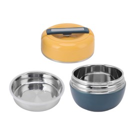 Nikou Lunch Containers, Food Container Stainless Steel Thermal Box Jar 0.8L 2 Layer Double Insulated Lunch Box Stackable Carry Hand Bento Box for School Office Picnic
