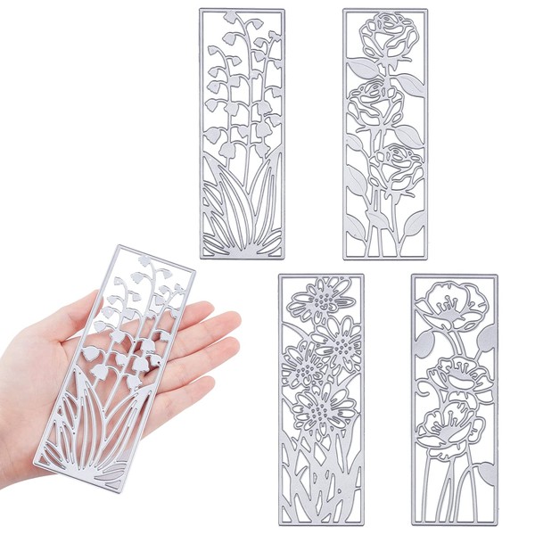 IOPYKKOA 4 Pieces Metal Flower Frame Cutting Dies Embossing Stencils Stencil Mould for DIY Bookmark Scrapbooking Card Decoration 3D Flower Decoration
