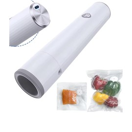 YIVXOZE Portable Cordless Handheld Vacuum Sealer with Vacuum Bags - Automatic Pump for Food Preservation, Type-C Charging, Includes (1 Pump+ 5 Large Bags+ and 5 Medium Bags) (White Bag)