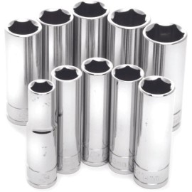 Performance Tools 10 Piece 3/8in. Drive Metric Deep Socket Set W38402 117-1107
