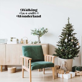 Vinyl Wall Art Decal - Walking in A Winter Wonderland - 10.5" x 28" - Inspirational Lovely Christmas Quote Sticker for Home Bedroom Living Room Windows Doors Coffee Shop Office Decor