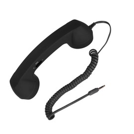 Retro 3.5mm Telephone Handset, Radiation Proof Cell Phone Receiver Mic Microphone Speaker, Vintage Phone Handset for Cellphone Smartphone,with USB C (Black)