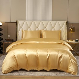 Satin Duvet Cover Set, Luxury Silky Soft Satin Bedding Sets Solid Color Reversible 3 Piece Double Size Duvet Cover Lightweight Comfort Breathable Wrinkle Free Black Satin Sheets for All Seasons