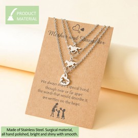 CERSLIMO Gifts for Mum - Mother & Daughters Necklaces, 3 Pcs Horse Pendant Necklaces for Mum & Daughters | Mum Birthday Gifts | Mum Christmas Gifts | Mum & Sister Daughter Gitfs