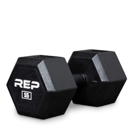 Rep Rubber Grip Dumbbells - 55 lb Single Dumbbell