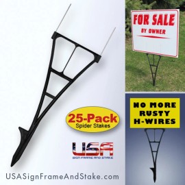 USA Sign Frame and Stake Outdoor Sign Stakes | Sign Holders (25 Pack)