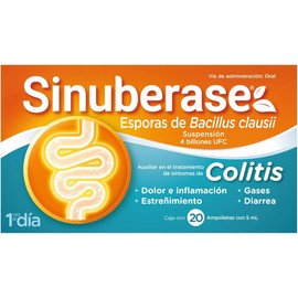 SINUBERASE Sinuberase Colitis Probiotics in Suspension 4 Billion, 20 Vials, color, 1 count, pack of/package of 1