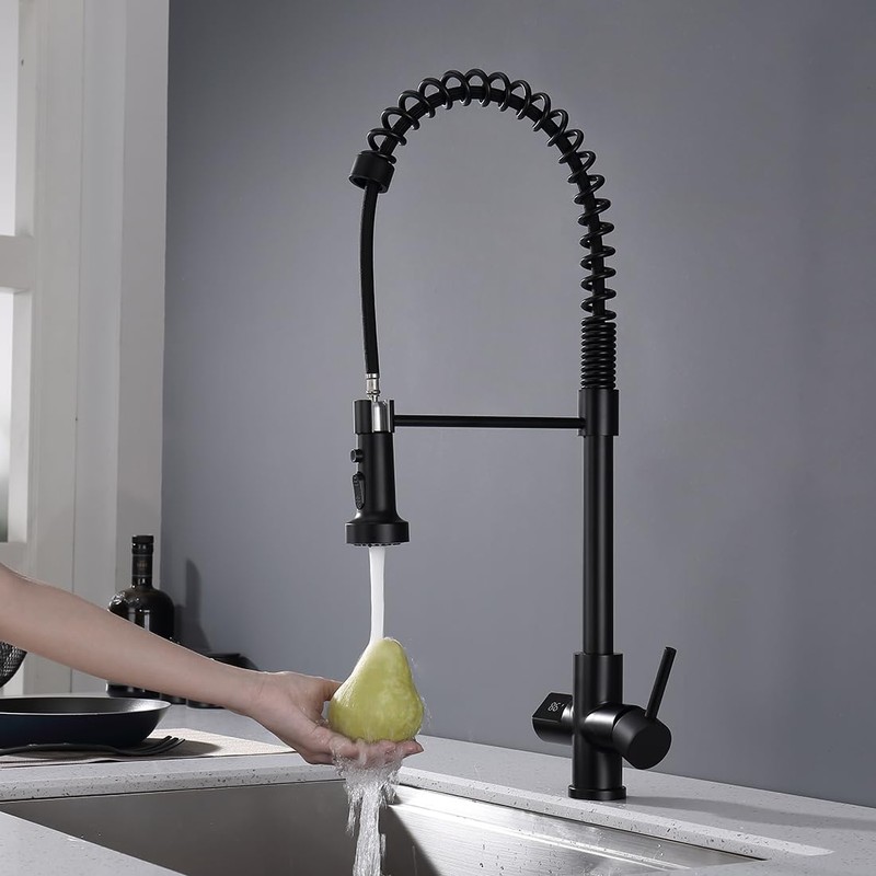GICASA Kitchen Faucet with Temperature Digital Display, Solid Brass Kitchen