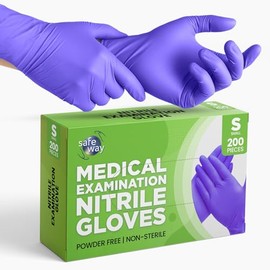 SAFEWAY USA 200 unidades, guantes desechables de nitrilo pequeños, multiusos, sin polvo y sin látex, puntas de los dedos texturizadas para uso médico,