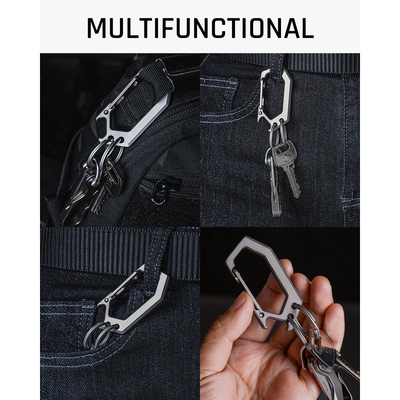 TISUR Titanium Key Ring Clip, Carabiner Keychain Spring Snap Hook