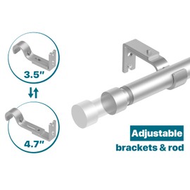 Silver Extra Long Curtain Rod 30 to 240 inch, Heavy Duty Curtain Rods for Windows with Modern End Caps, 1 inch Drapery Rods Set for Outdoor Patio, Adjustable Curtain Rod for Room, Silver
