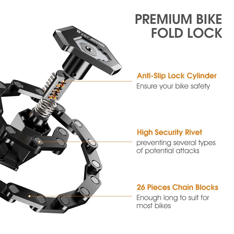 ICOCOPRO Folding Lock, 85 cm Bicycle Lock with Key &