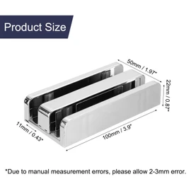 sourcing map Sliding Shower Door Bottom Guide for 1/2 in Frameless Glass Shower Door, 50mm Thickened Adjustable Shower Door Double Track Limit Sliding Guide with Screw, Silver