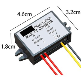 AC-DC Current Converter AC 12V (10-28V) to DC 12V Reduces Voltage Converter, AC/DC Converter,AC to DC Down Converter Module Voltage Regulator, IP68 Waterproof for Car Screen, Surveillance Camera (3A)