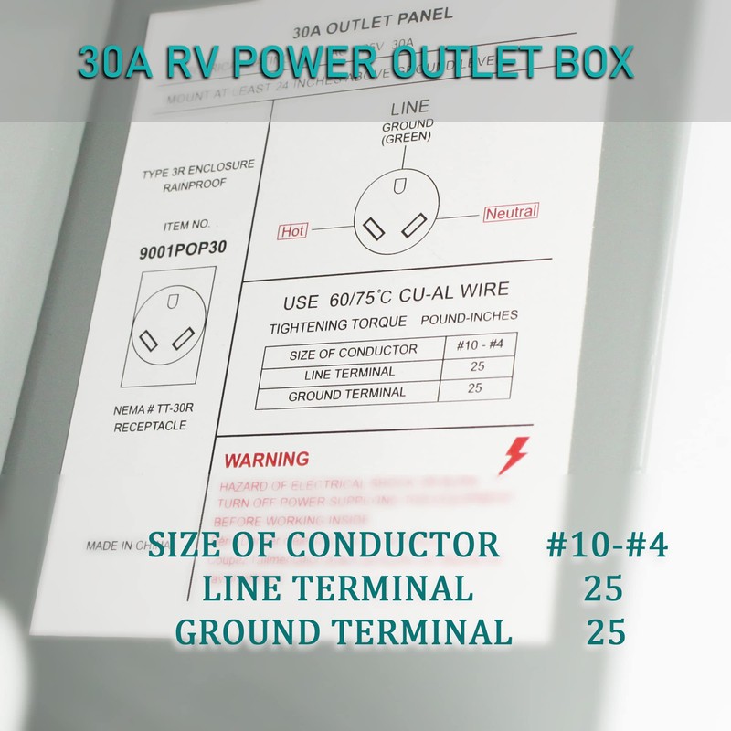 X-Haibei 30 Amp RV Power Outlet Box 125 Volt, NEMA