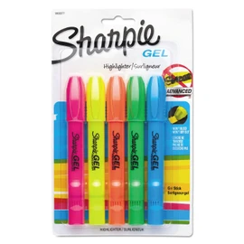 Sharpie, Resaltadores Gel, Punta Bala, Colores Surtidos, 5 Piezas