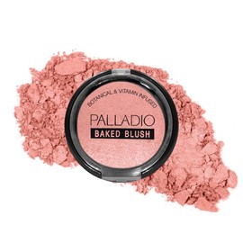 Palladio Baked Blush, Highly Pigmented Shimmery Formula, Easy to Blend and Highly Buildable, Apply Dry for a Natural Glow or Wet for a Dramatic Luminous Look, Long Lasting for All day Wear, Rosey