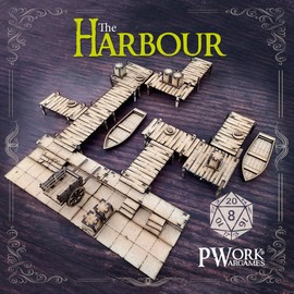 PWORK WARGAMES The Harbour (The Port) - 3D Tactical Maps RPG Fantasy Dungeon Tiles - Tactical 3D Maps Modular MDF 3mm