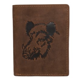 Greenburry Vintage 1701-Wild Boar-25 Leather Wallet for Men and Women in Brown, brown