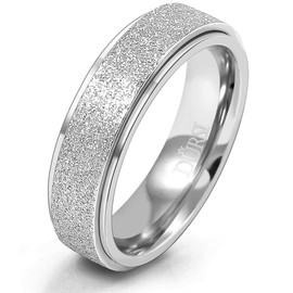 DURSI Spinner Ring for Women Men Fashion Stainless Steel Fidget Ring for Anxiety Ring (Silver 6mm, 4)